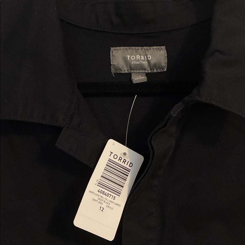 NWT Torrid Size 12 - Short Sleeve Black Twill Full Length Jumper - Picture 6 of 7